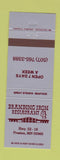Matchbook Cover - Branding Iron Restaurant Preston MN