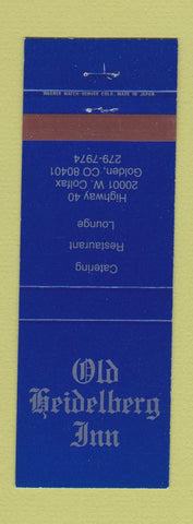 Matchbook Cover - Old Heidelberg Inn Golden Colorado