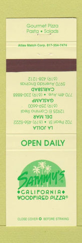Matchbook Cover - Sammy's Wood Fired Pizza LA Jolla Del Mar Carlsbad CA