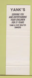 Matchbook Cover - Yank's Hamburgers Movie Rental
