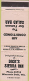 Matchbook Cover - Dick's Sierra Inn Wisconsin Dells WI