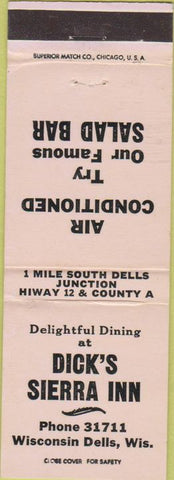 Matchbook Cover - Dick's Sierra Inn Wisconsin Dells WI