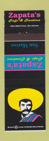 Matchbook Cover Zapata's Cafe Cantina Mexican Food College Station San Marcos CA