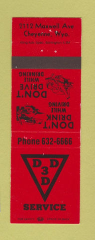 Matchbook Cover - 3D Service Cheyenne WY RED