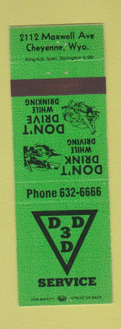 Matchbook Cover - 3D Service Cheyenne WY GREEN
