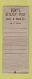 Matchbook Cover - Tony's Hitchin' Post BOBTAIL