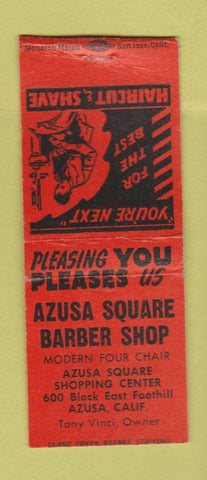 Matchbook Cover - Azusa Square Barber Shop CA BOBTAIL