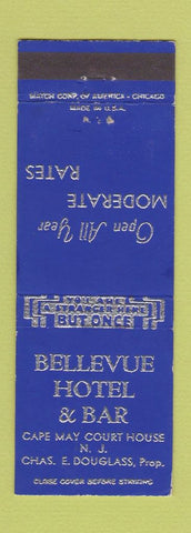 Matchbook Cover - Bellevue Hotel Bar Cape May Court House NJ