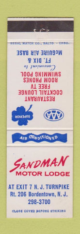 Matchbook Cover - Sandman Motor Lodge Bordentown NJ