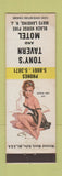 Matchbook Cover - Tony's Tavern Motel Mays Landing NJ pinup WEAR