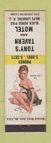 Matchbook Cover - Tony's Tavern Motel Mays Landing NJ pinup WEAR