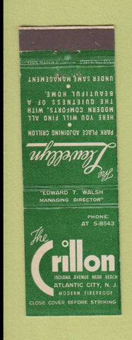 Matchbook Cover - The Crillon Atlantic City NJ