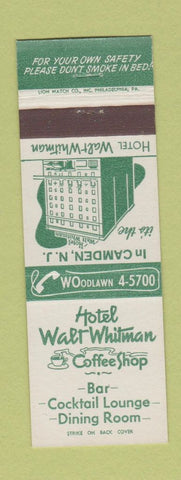 Matchbook Cover - Hotel Walt Whitman Camden NJ