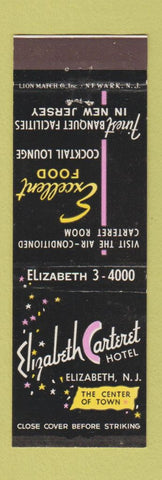 Matchbook Cover - Elizabeth Carteret Hotel Elizabeth NJ