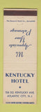 Matchbook Cover - Kentucky Hotel Atlantic City NJ
