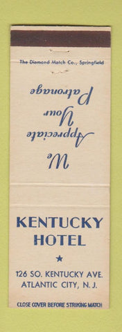 Matchbook Cover - Kentucky Hotel Atlantic City NJ