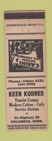 Matchbook Cover - Keen Korner Motel Columbus NE WHITE #2
