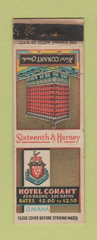 Matchbook Cover - Hotel Conant Omaha NE WEAR #2 WHITE GOLD