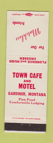 Matchbook Cover - Town Cafe Motel Gardiner MT