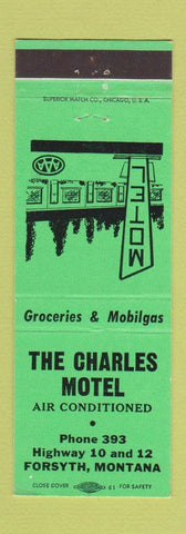 Matchbook Cover - Charles Motel Forsyth MT low phone # GREEN