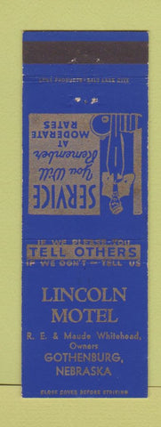 Matchbook Cover - Lincoln Motel Gothenburg NE