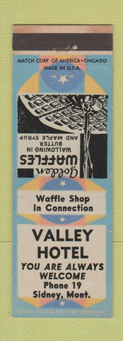 Matchbook Cover - Valley Hotel Sidney MT low phone #