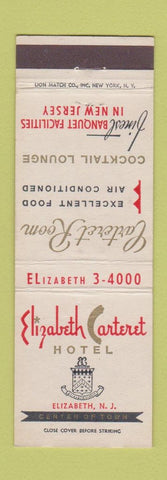 Matchbook Cover - Elizabeth Carteret Hotel Elizabeth NJ