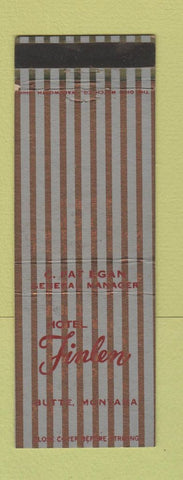 Matchbook Cover - Hotel Finlen Butte MT