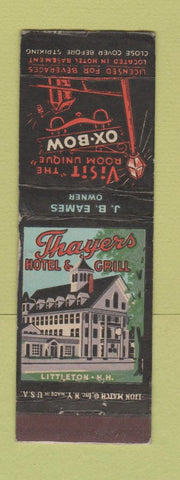 Matchbook Cover - Thayers Hotel Grill Littleton NH WEAR