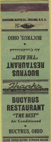 Matchbook Cover - Bucyrus Restaurant OH