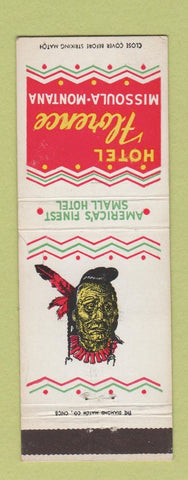 Matchbook Cover - Hotel Florence Missoula MT Indian