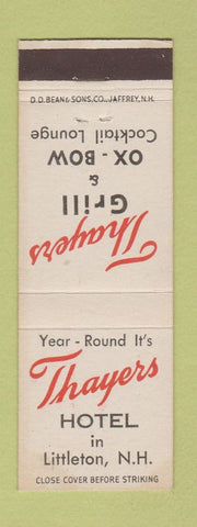 Matchbook Cover - Thayers Hotel Grill Littleton NH