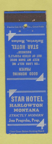 Matchbook Cover - Star Hotel Harlowton MT