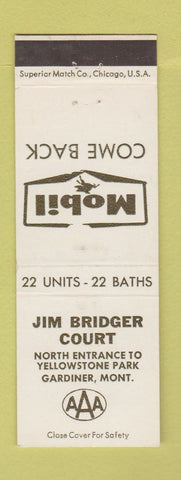 Matchbook Cover - Jim Bridger Court Gardiner MT Mobil oil gas WEAR