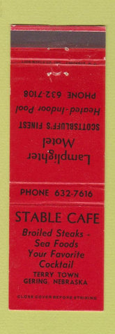Matchbook Cover - Lamplighter Motel Stable Cafe Scottsbluff Gering NE