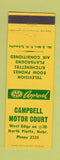 Matchbook Cover - Campbell Motor Court North Platte NE low phone #