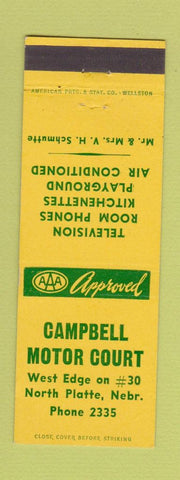 Matchbook Cover - Campbell Motor Court North Platte NE low phone #