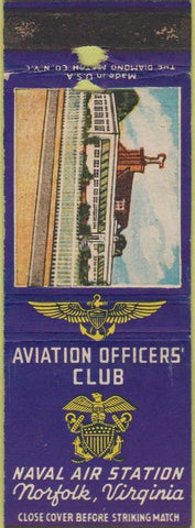 Matchbook Cover - Aviation Officers' Club Norfolk VA