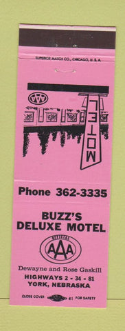 Matchbook Cover - Buzz's Deluxe Motel York NE