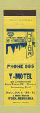 Matchbook Cover - Y Motel York NE low phone #
