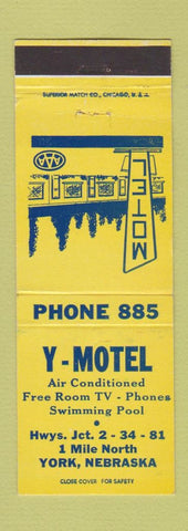 Matchbook Cover - Y Motel York NE low phone #