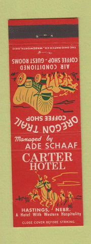 Matchbook Cover - Carter Hotel Hastings NE Oregon Trail Coffee Shop