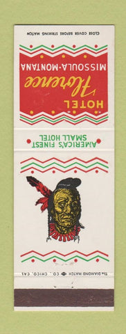 Matchbook Cover - Hotel Florence Missoula MT Indian