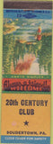 Matchbook Cover - 20th Century Club Soudertown PA
