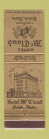 Matchbook Cover - Hotel McCloud York NE
