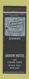 Matchbook Cover - Arrow Hotel Broken Bow NE Coffee Shop