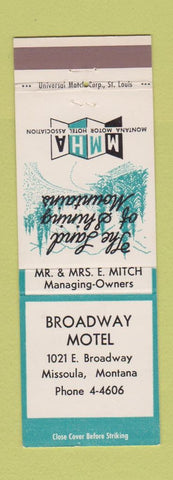 Matchbook Cover - Broadway Motel Missoula MT