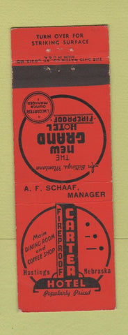 Matchbook Cover - Carter Hotel Hastings NE RED