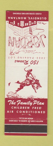 Matchbook Cover - Jordan Hotel Glendive MT Cowboy