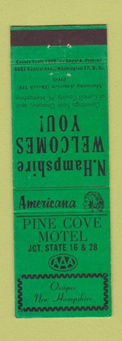 Matchbook Cover - Pine Cove Motel Ossipee NH Perkins Americana